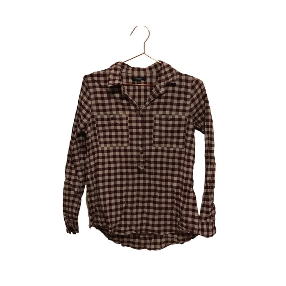 Madewell Purple Checked Pullover size small blouse